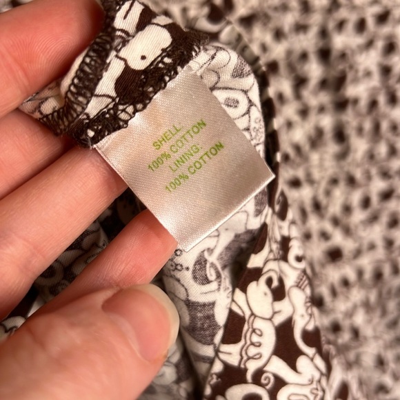 Lilly Pulitzer Brown and White Cotton Puffed Sleeve Elephant Top, Women Size 8 - Picture 6 of 7